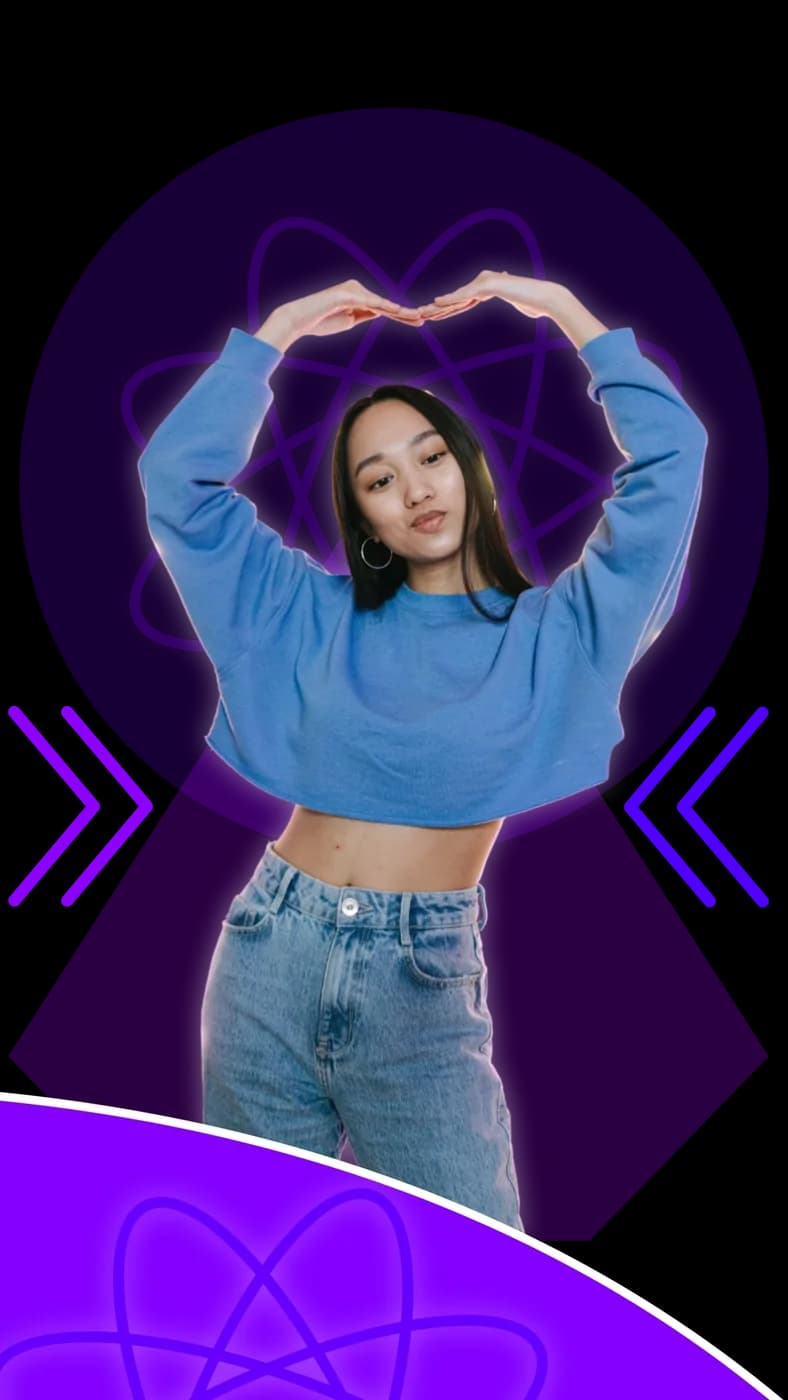 Smiling woman making a heart shape with her hands
