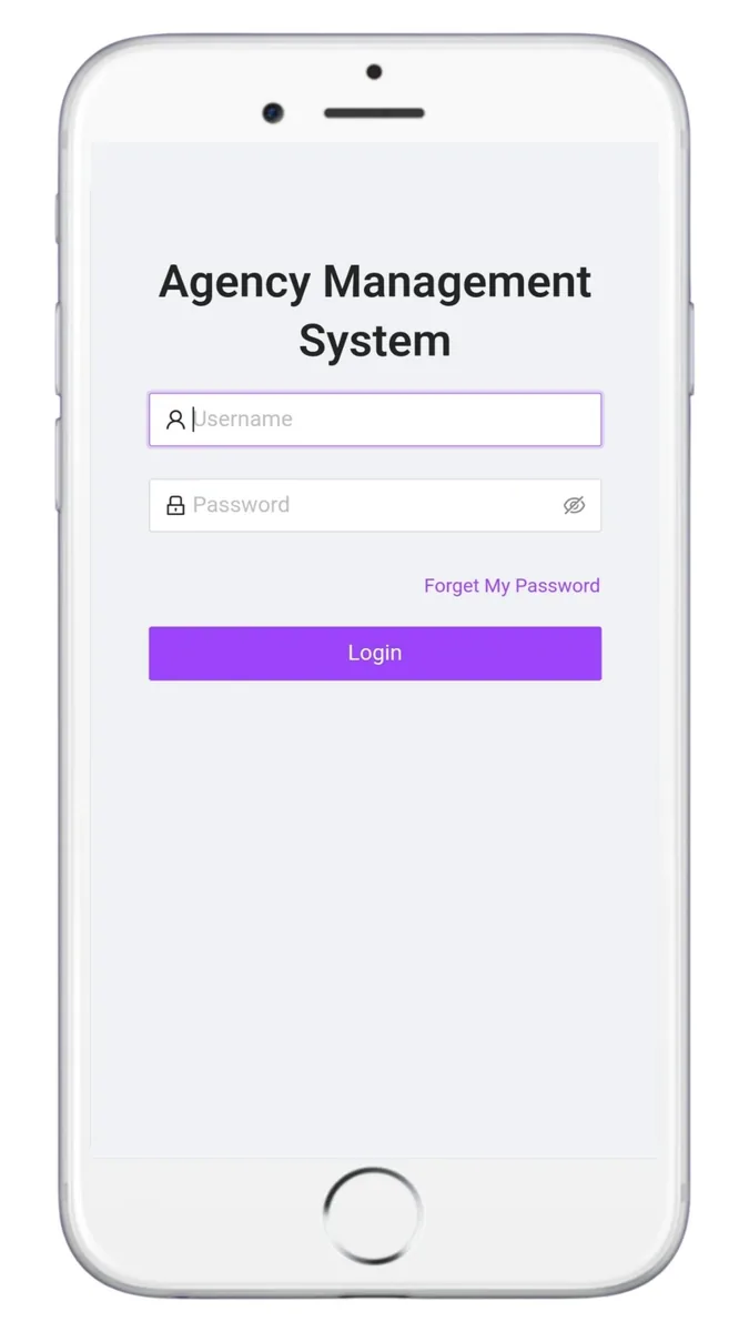 Agency Management System login screen