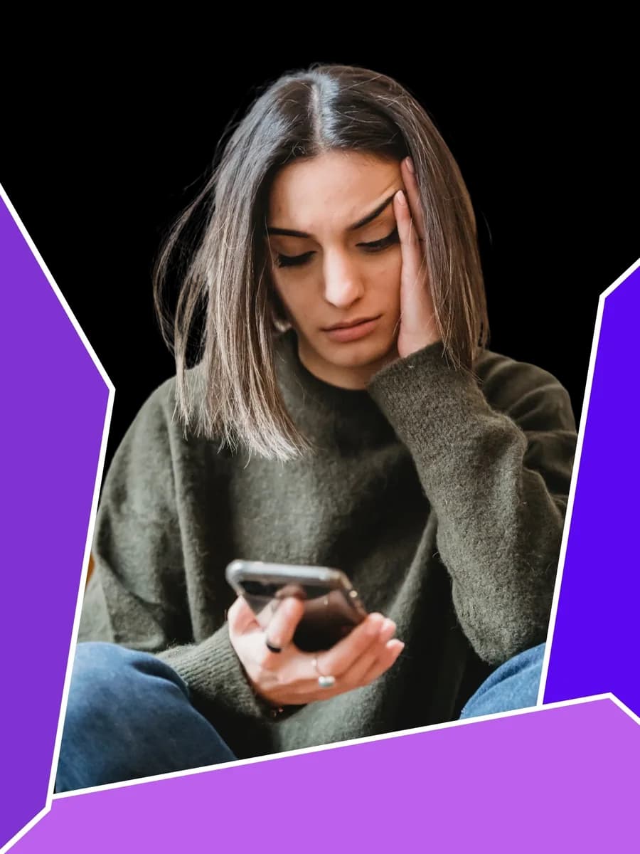 Woman reading a message on her phone